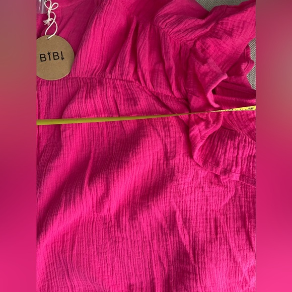 New Bibi Loose Fit Wrinkle Gauze Top 100% Cotton In Fuchsia Size M - Picture 5 of 11
